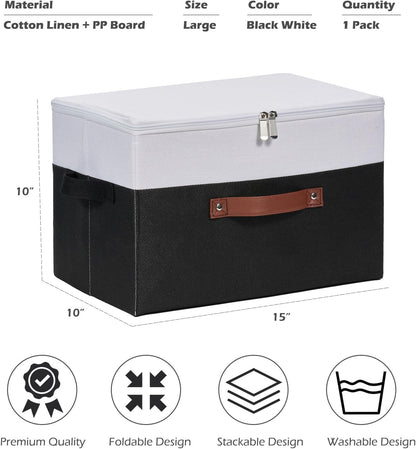 Storage Bins with Zipper Lids Decorative Lidded Baskets Boxes