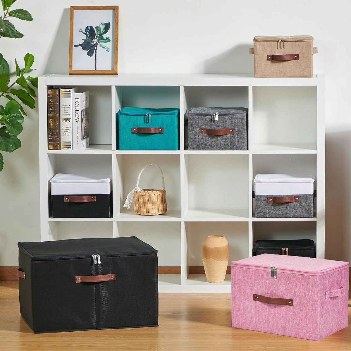 Storage Bins with Zipper Lids Decorative Lidded Baskets Boxes