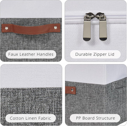 Storage Bins with Zipper Lids Decorative Lidded Baskets Boxes