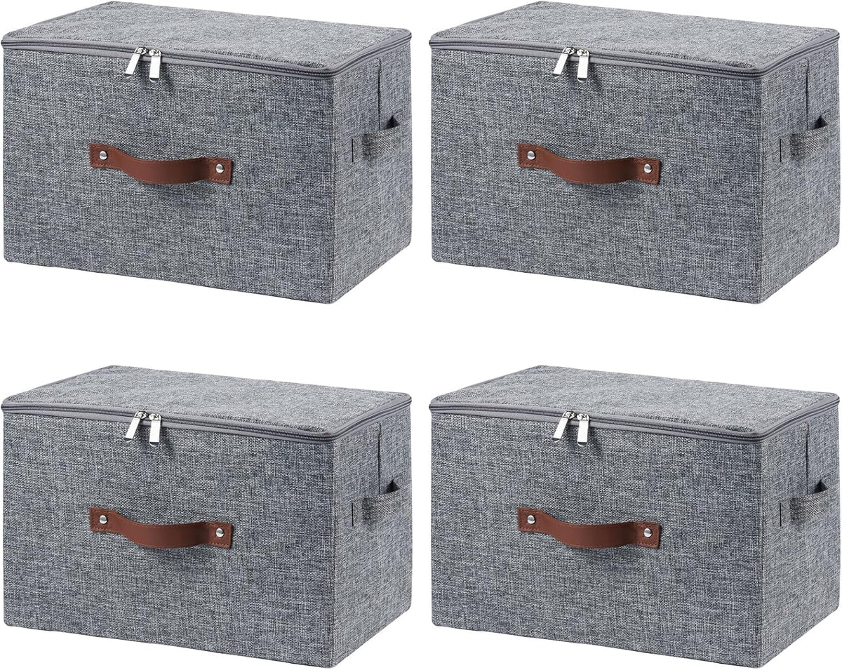 Storage Bins with Zipper Lids Decorative Lidded Baskets Boxes