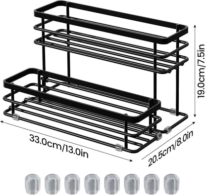 Coffee Syrup Rack Organizer, Syrup Bottle Holder Stand for Coffee Bar, 2-Tier 6 Bottles Storage Shelves for Syrup, Wine, Dressing for Kitchen Countertop (6 Bottles Black)