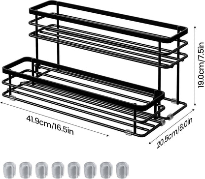 Coffee Syrup Rack Organizer, Syrup Bottle Holder Stand for Coffee Bar, 2-Tier 6 Bottles Storage Shelves for Syrup, Wine, Dressing for Kitchen Countertop (6 Bottles Black)