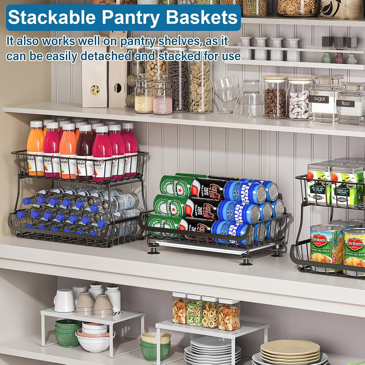 3-Tier Rolling Pantry Floor Organizers and Storage Cart with Wheels