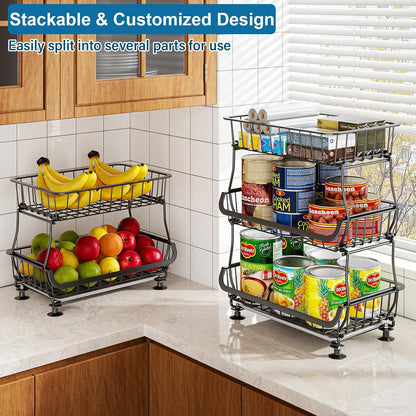 3-Tier Rolling Pantry Floor Organizers and Storage Cart with Wheels