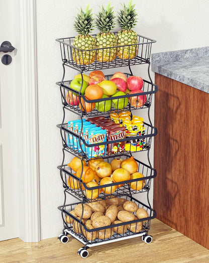 3-Tier Rolling Pantry Floor Organizers and Storage Cart with Wheels