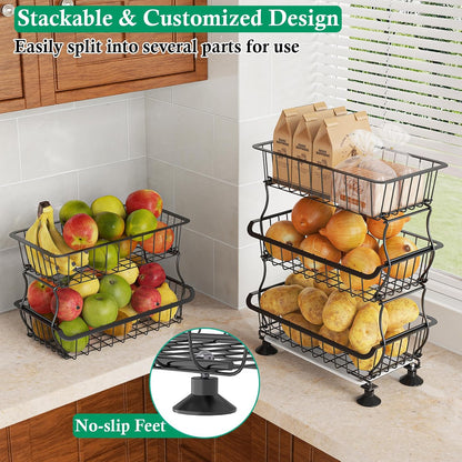 3-Tier Rolling Pantry Floor Organizers and Storage Cart with Wheels