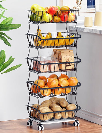 3-Tier Rolling Pantry Floor Organizers and Storage Cart with Wheels