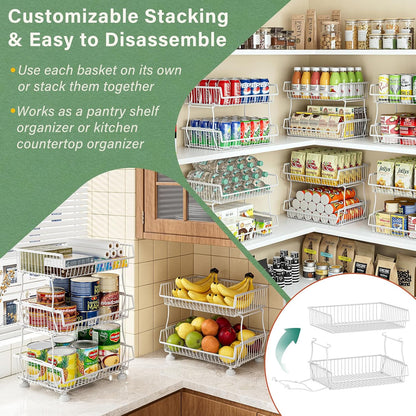 3-Tier Rolling Pantry Floor Organizers and Storage Cart with Wheels