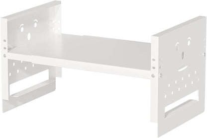 Adjustable Top Storage Shelf for Refrigerator or Washer, Dryer Countertop, Expandable Storage Shelves for Kitchen, Laundry Room and Dorm Room (White)