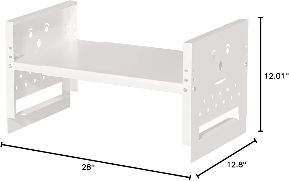 Adjustable Top Storage Shelf for Refrigerator or Washer, Dryer Countertop, Expandable Storage Shelves for Kitchen, Laundry Room and Dorm Room (White)