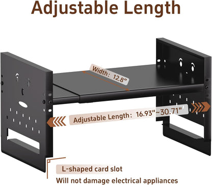 Adjustable Top Storage Shelf for Refrigerator or Washer, Dryer Countertop, Expandable Storage Shelves for Kitchen, Laundry Room and Dorm Room (White)