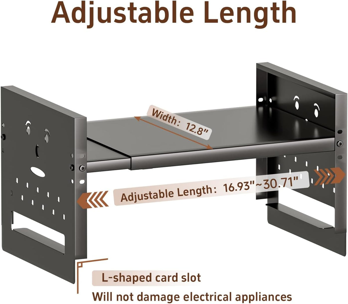Adjustable Top Storage Shelf for Refrigerator or Washer, Dryer Countertop, Expandable Storage Shelves for Kitchen, Laundry Room and Dorm Room (White)