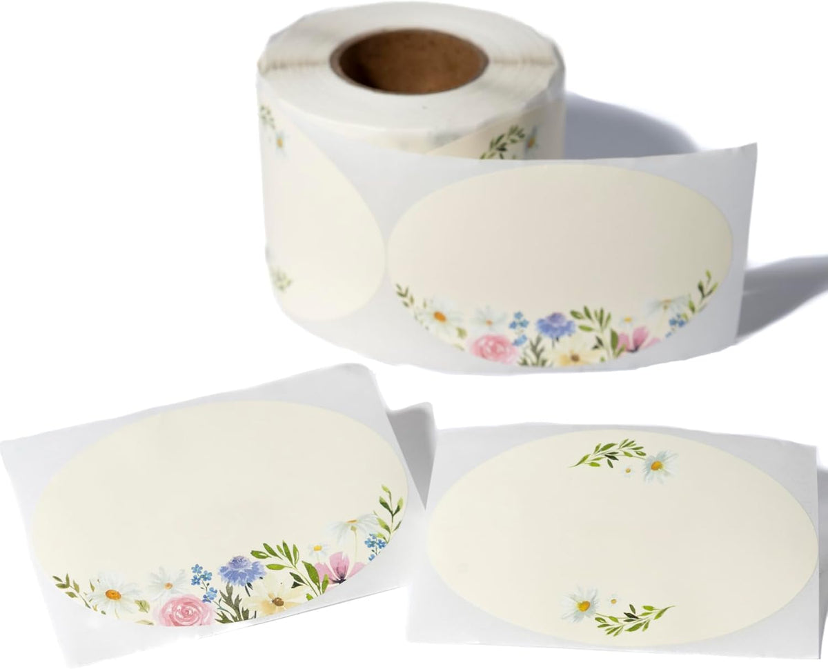 Waterproof & Oil Resistant Jar & Lid Stickers - Pantry/Canning, Spice & Bottle Labels (Golden Flower 2x3)