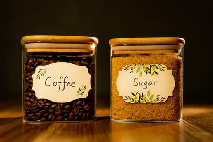 Waterproof & Oil Resistant Jar & Lid Stickers - Pantry/Canning, Spice & Bottle Labels (Golden Flower 2x3)