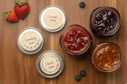 Waterproof & Oil Resistant Jar & Lid Stickers - Pantry/Canning, Spice & Bottle Labels (Golden Flower 2x3)