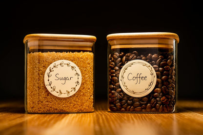 Waterproof & Oil Resistant Jar & Lid Stickers - Pantry/Canning, Spice & Bottle Labels (Golden Flower 2x3)