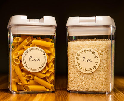 Waterproof & Oil Resistant Jar & Lid Stickers - Pantry/Canning, Spice & Bottle Labels (Golden Flower 2x3)