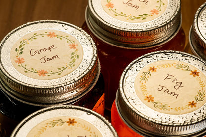 Waterproof & Oil Resistant Jar & Lid Stickers - Pantry/Canning, Spice & Bottle Labels (Golden Flower 2x3)