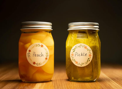Waterproof & Oil Resistant Jar & Lid Stickers - Pantry/Canning, Spice & Bottle Labels (Golden Flower 2x3)