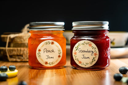 Waterproof & Oil Resistant Jar & Lid Stickers - Pantry/Canning, Spice & Bottle Labels (Golden Flower 2x3)