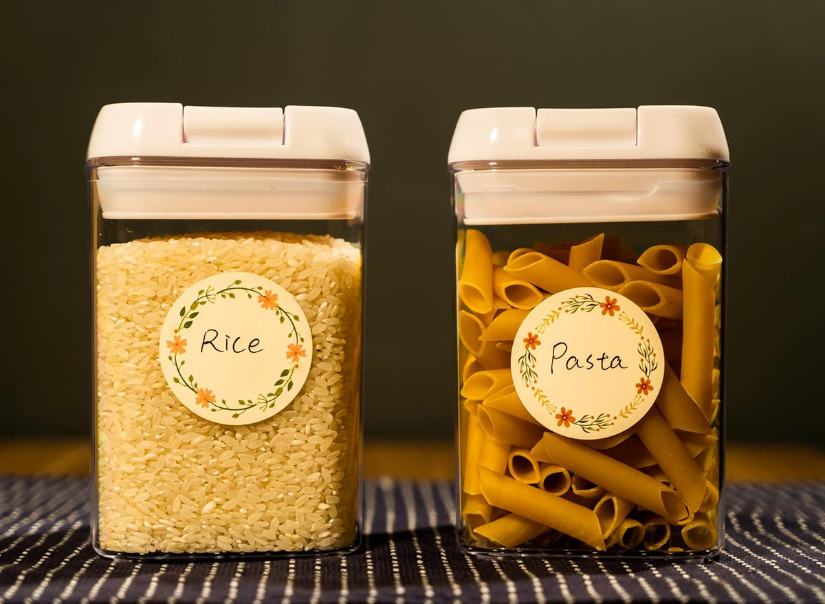 Waterproof & Oil Resistant Jar & Lid Stickers - Pantry/Canning, Spice & Bottle Labels (Golden Flower 2x3)