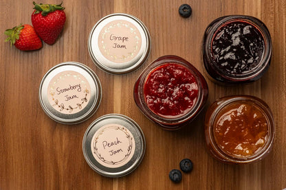 Waterproof & Oil Resistant Jar & Lid Stickers - Pantry/Canning, Spice & Bottle Labels (Golden Flower 2x3)