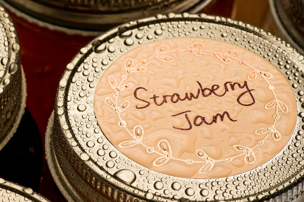 Waterproof & Oil Resistant Jar & Lid Stickers - Pantry/Canning, Spice & Bottle Labels (Golden Flower 2x3)