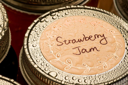 Waterproof & Oil Resistant Jar & Lid Stickers - Pantry/Canning, Spice & Bottle Labels (Golden Flower 2x3)