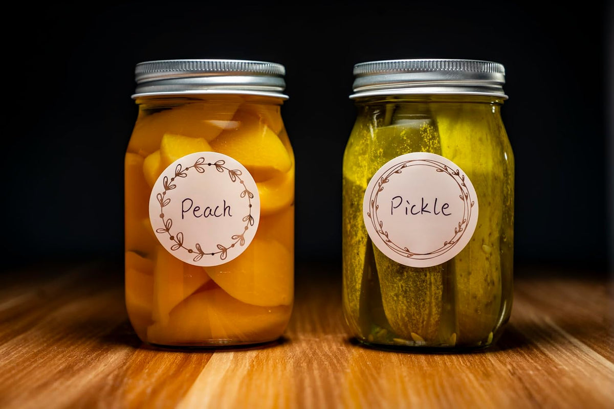 Waterproof & Oil Resistant Jar & Lid Stickers - Pantry/Canning, Spice & Bottle Labels (Golden Flower 2x3)