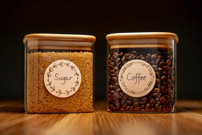 Waterproof & Oil Resistant Jar & Lid Stickers - Pantry/Canning, Spice & Bottle Labels (Golden Flower 2x3)