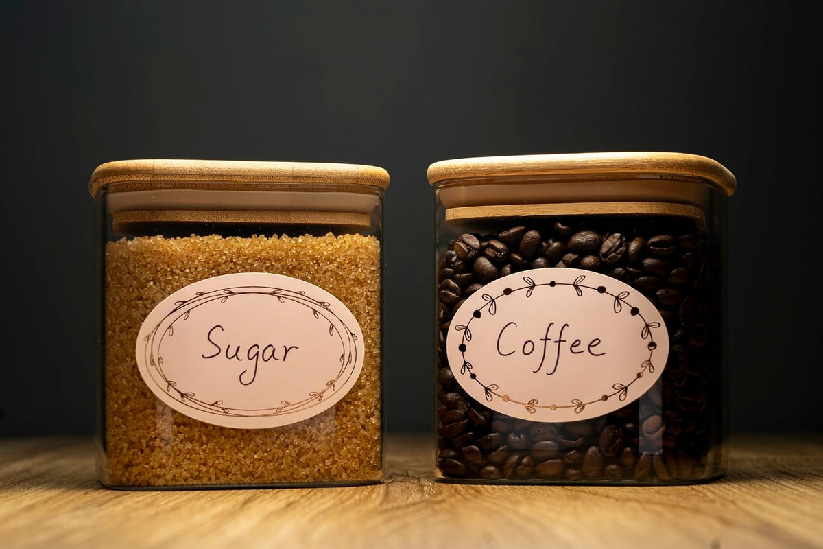 Waterproof & Oil Resistant Jar & Lid Stickers - Pantry/Canning, Spice & Bottle Labels (Golden Flower 2x3)
