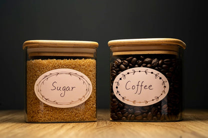 Waterproof & Oil Resistant Jar & Lid Stickers - Pantry/Canning, Spice & Bottle Labels (Golden Flower 2x3)