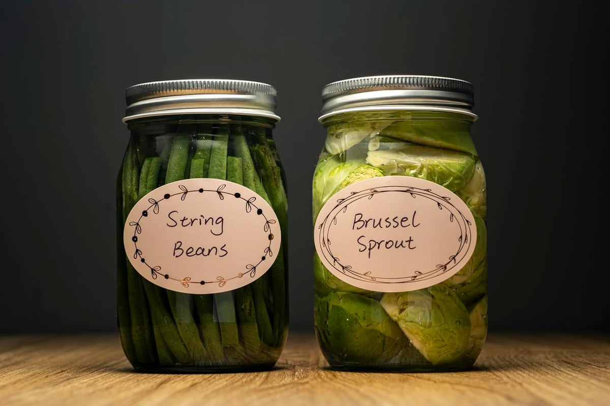 Waterproof & Oil Resistant Jar & Lid Stickers - Pantry/Canning, Spice & Bottle Labels (Golden Flower 2x3)