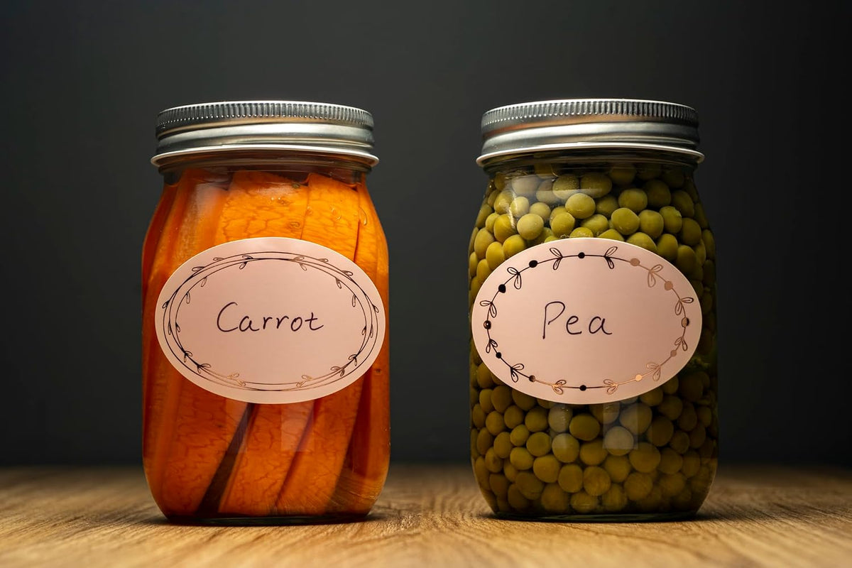 Waterproof & Oil Resistant Jar & Lid Stickers - Pantry/Canning, Spice & Bottle Labels (Golden Flower 2x3)