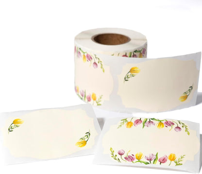 Waterproof & Oil Resistant Jar & Lid Stickers - Pantry/Canning, Spice & Bottle Labels (Golden Flower 2x3)