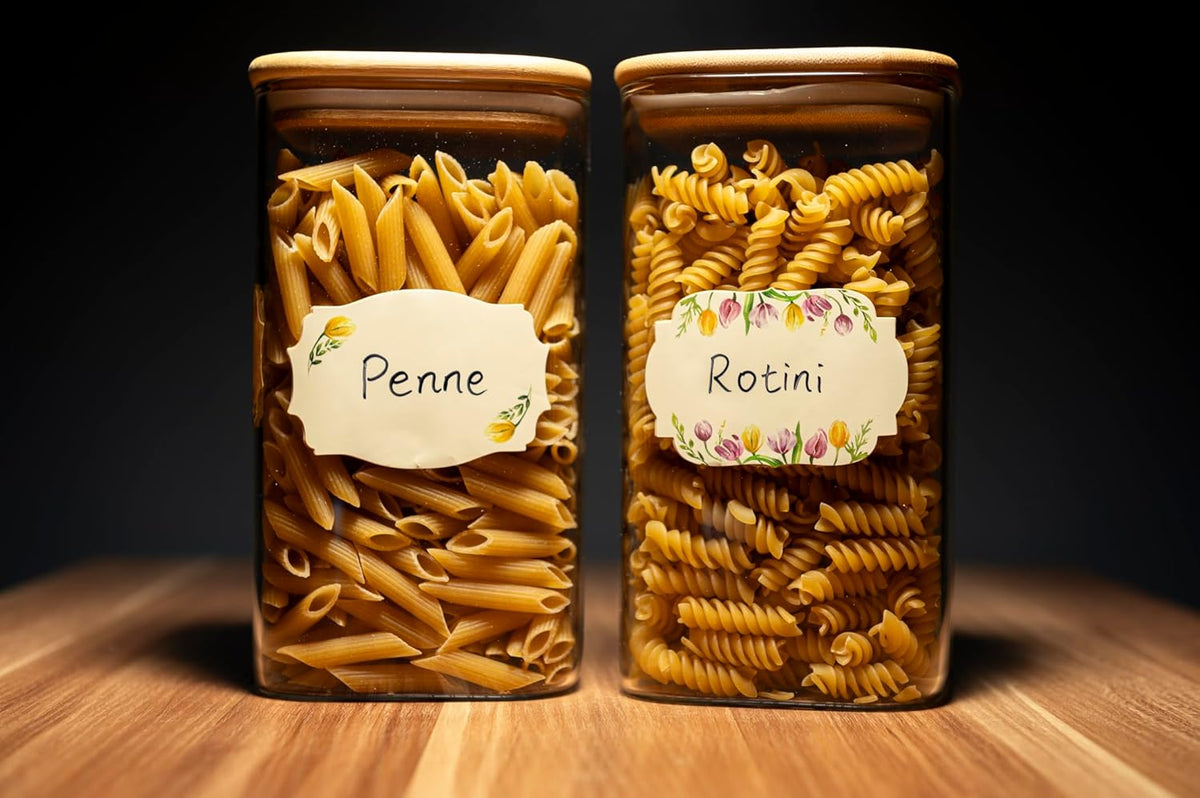 Waterproof & Oil Resistant Jar & Lid Stickers - Pantry/Canning, Spice & Bottle Labels (Golden Flower 2x3)