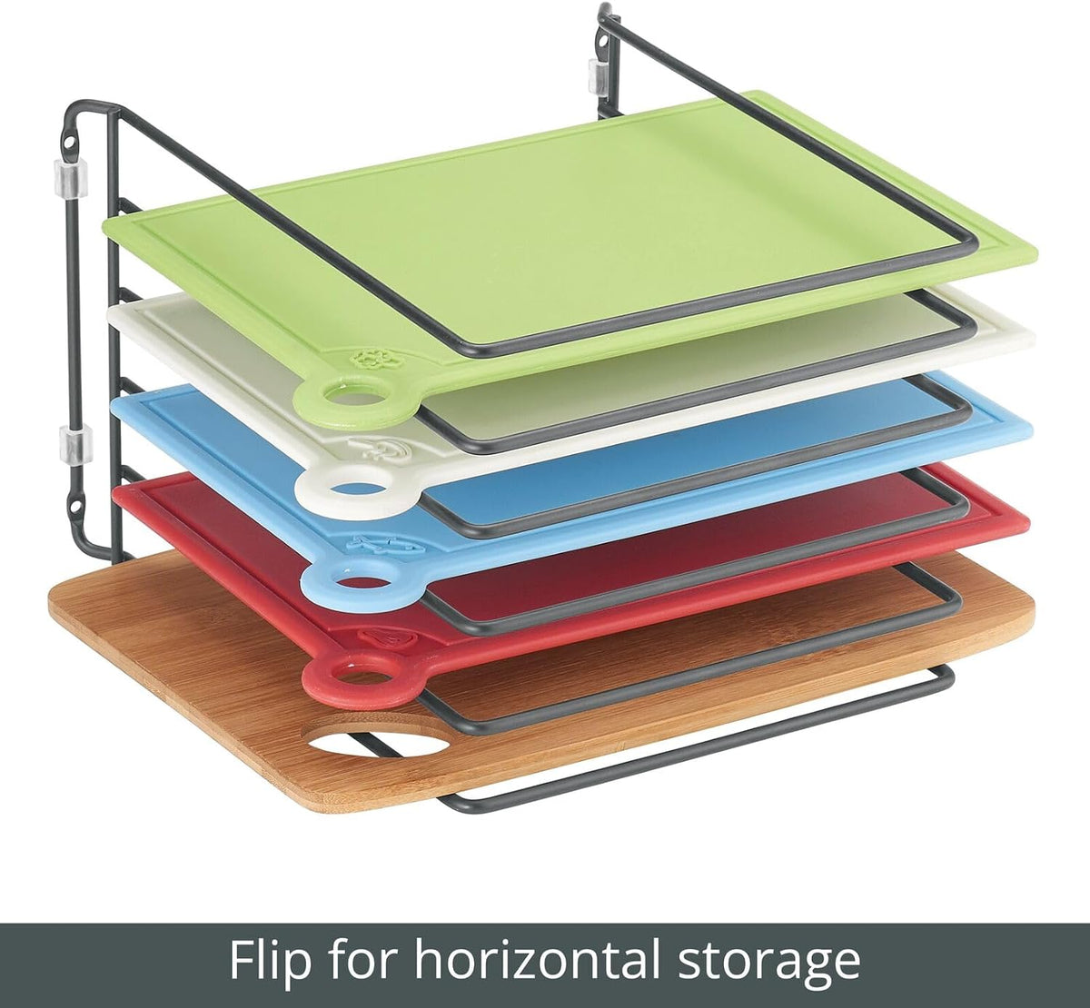 X-Large Steel Storage Tray Organizer Rack for Kitchen Cabinet - Divided Holder with 5 Slots for Skillets, Frying Pan, Pot Lids, Cutting Board, Baking Sheets - Concerto Collection - White