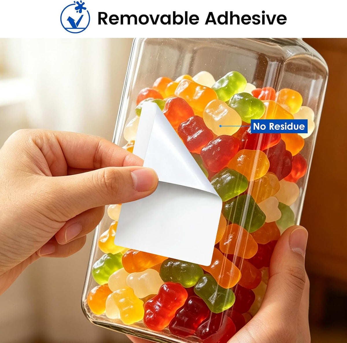 1"x1" Square Removable Thermal Labels No Residue 1380 Pcs