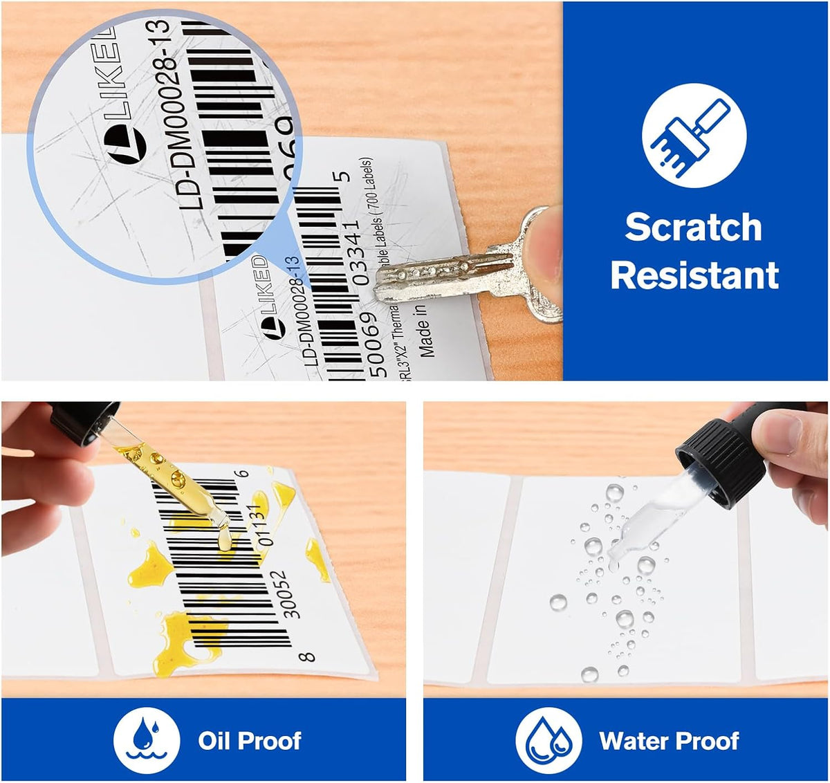 1"x1" Square Removable Thermal Labels No Residue 1380 Pcs