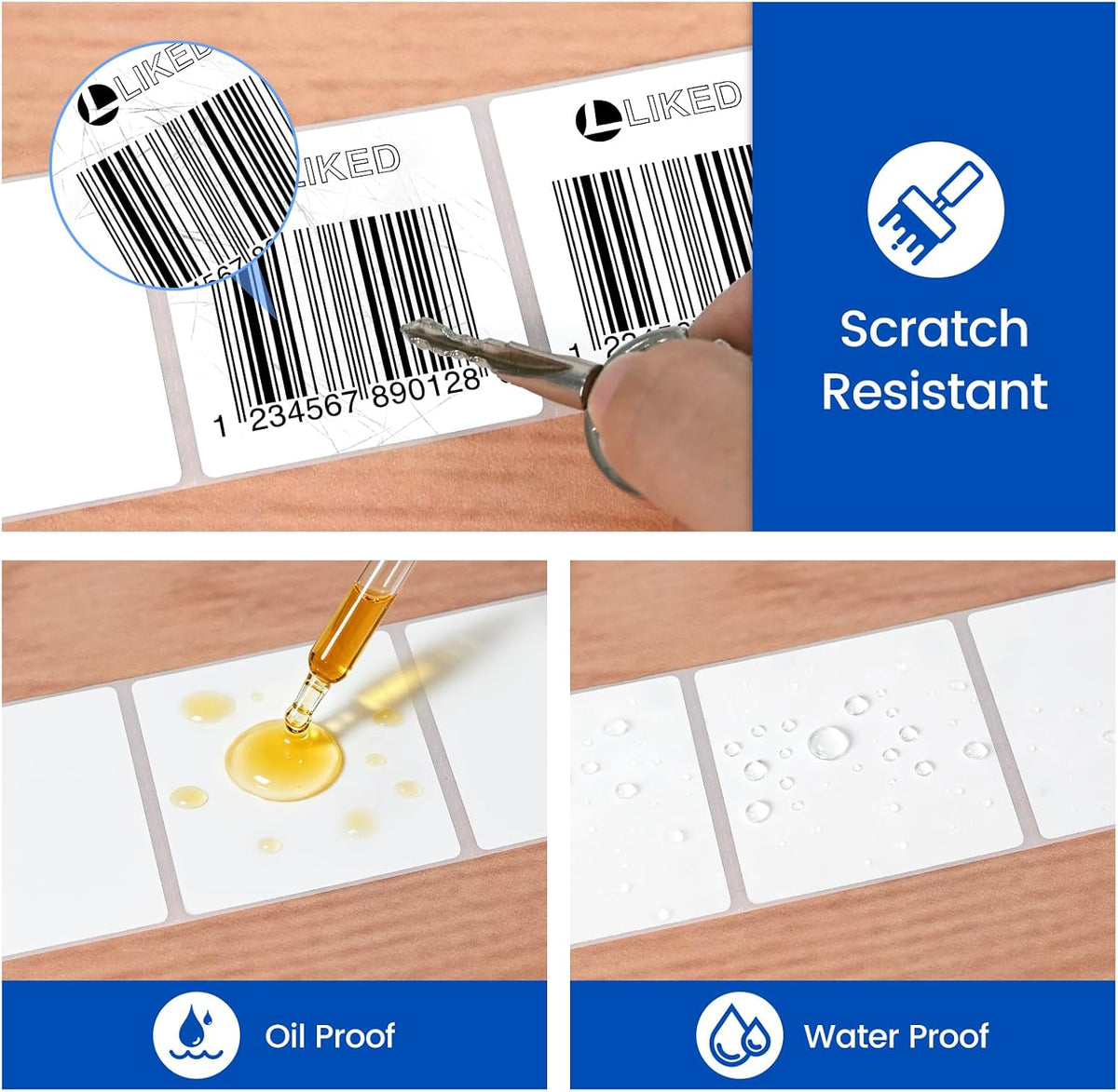 1"x1" Square Removable Thermal Labels No Residue 1380 Pcs