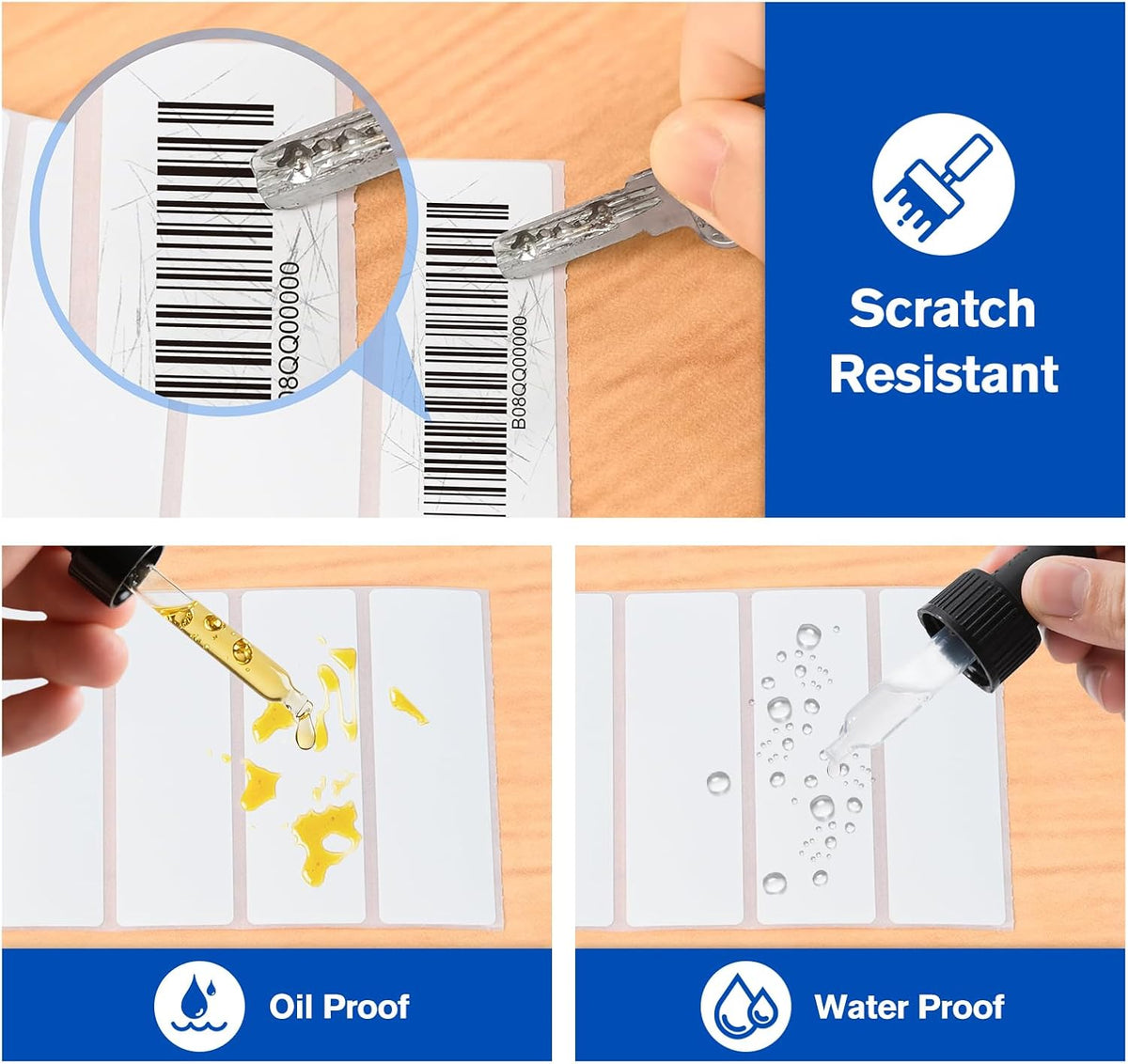 1"x1" Square Removable Thermal Labels No Residue 1380 Pcs
