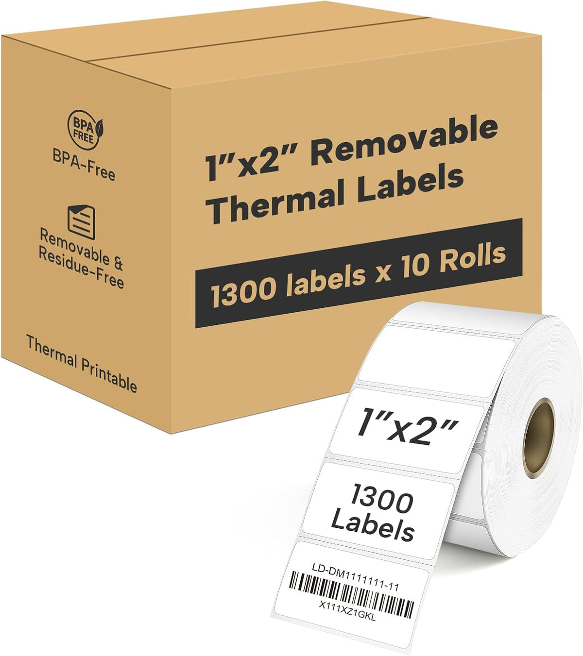 1"x1" Square Removable Thermal Labels No Residue 1380 Pcs