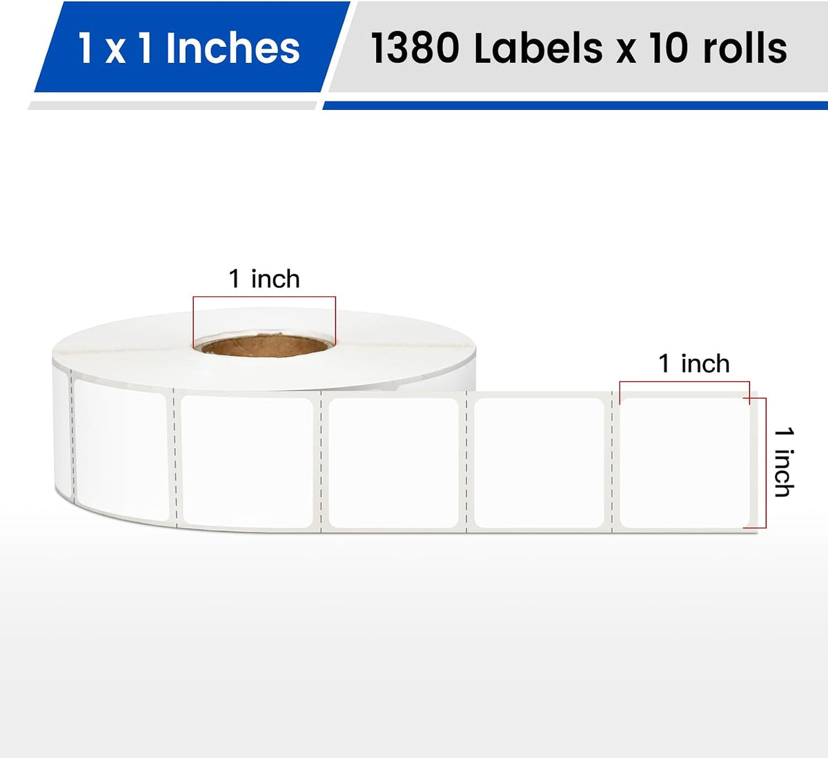 1"x1" Square Removable Thermal Labels No Residue 1380 Pcs