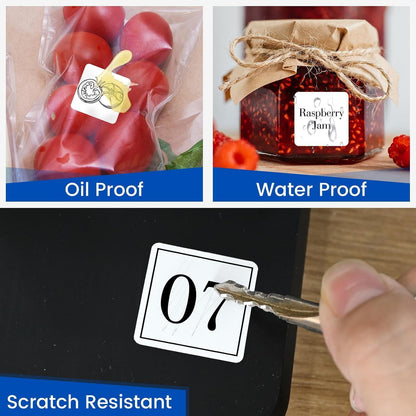 1"x1" Square Removable Thermal Labels No Residue 1380 Pcs