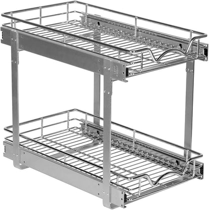 2-Tier Pull-Out Cabinet Organizer for Kitchen, 20" W x 21”D x 16.5" H | Full-Extension Sliding Shelves, Holds 100 lbs, Easy Install for Kitchen, Pantry & Under Sink Cabinets