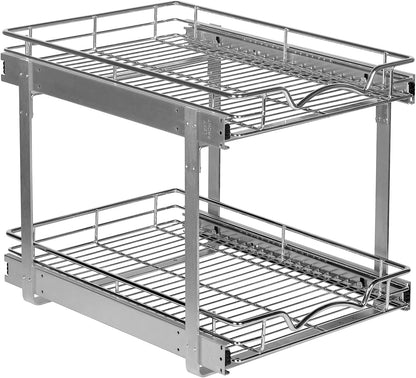 2-Tier Pull-Out Cabinet Organizer for Kitchen, 20" W x 21”D x 16.5" H | Full-Extension Sliding Shelves, Holds 100 lbs, Easy Install for Kitchen, Pantry & Under Sink Cabinets