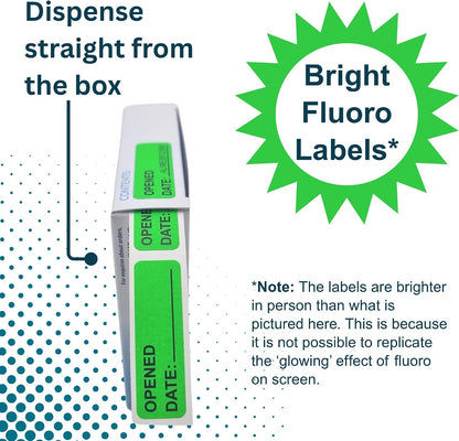 Expiration Date Stickers, 800 Fluoro Yellow Write-On Labels, 0.5" x 1.5" (12mm x 40mm), Food, Medical & Lab Use