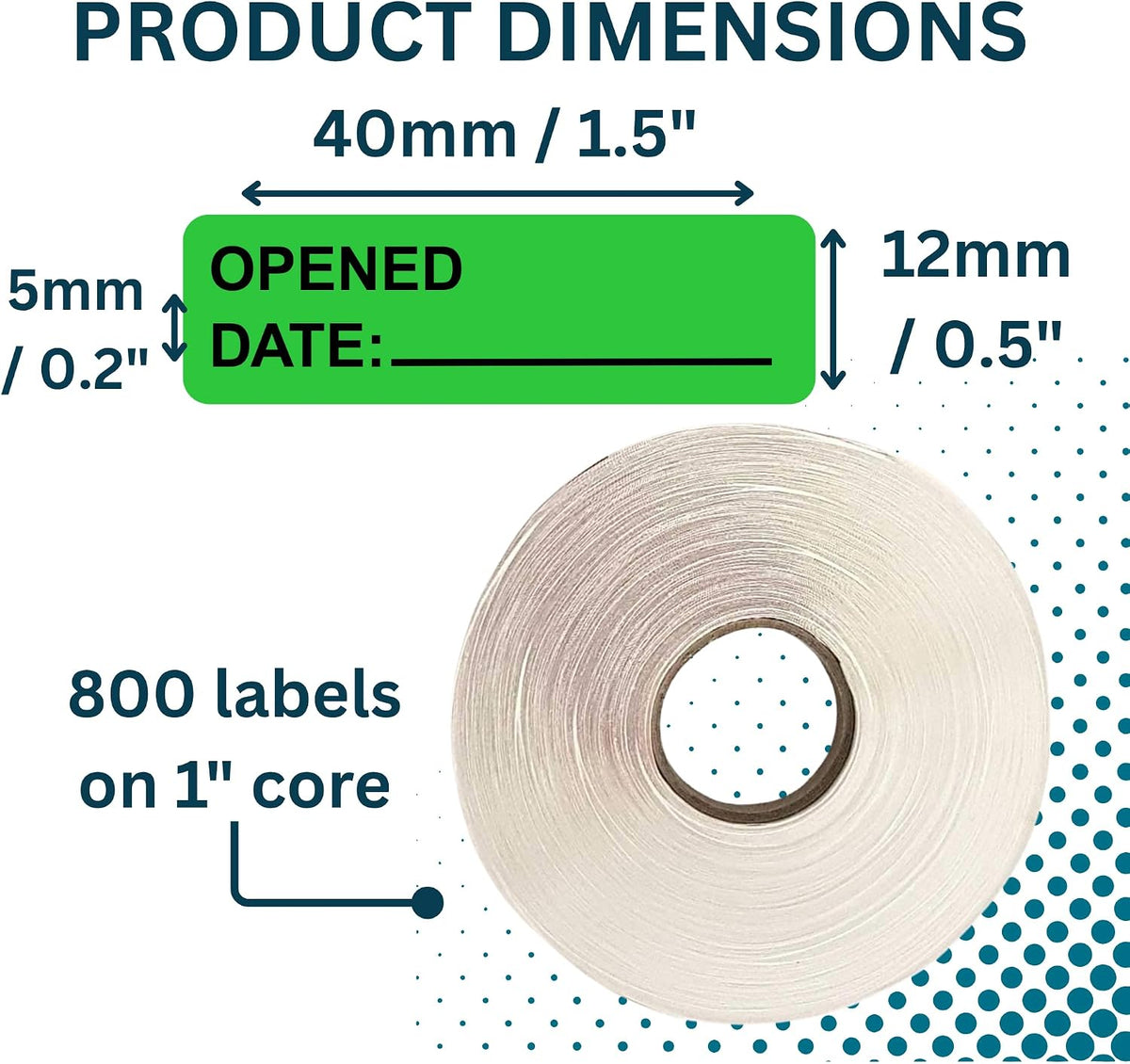 Expiration Date Stickers, 800 Fluoro Yellow Write-On Labels, 0.5" x 1.5" (12mm x 40mm), Food, Medical & Lab Use
