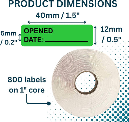 Expiration Date Stickers, 800 Fluoro Yellow Write-On Labels, 0.5" x 1.5" (12mm x 40mm), Food, Medical & Lab Use