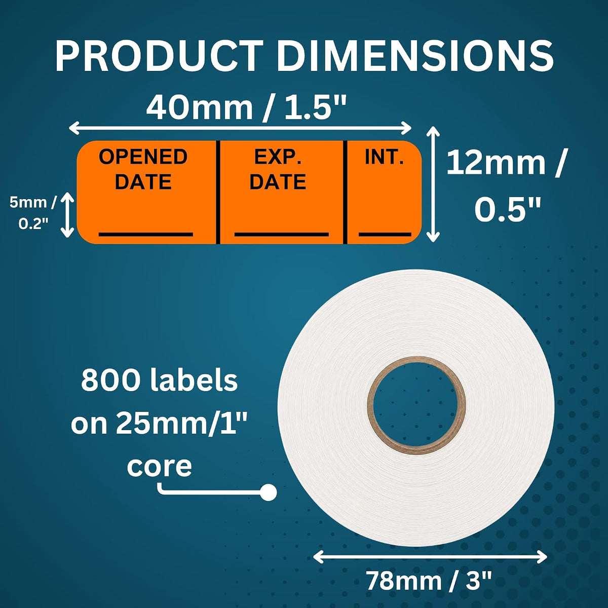 Expiration Date Stickers, 800 Fluoro Yellow Write-On Labels, 0.5" x 1.5" (12mm x 40mm), Food, Medical & Lab Use